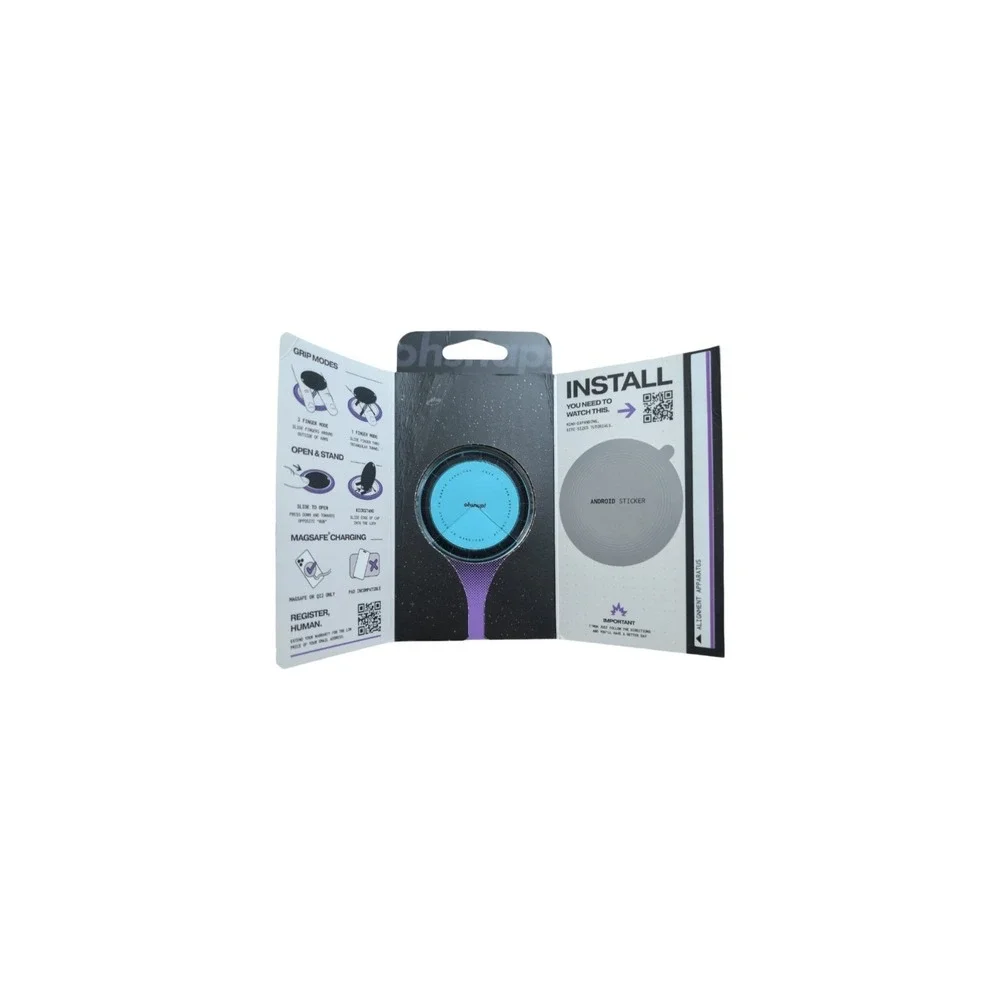 Pp1-O OhSnap Magnetic UltraThin Grip & Stand Magsafe Charge-thru Electric Teal